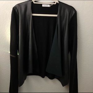 Calvin Klein cardigan w/ vegan leather detailing
